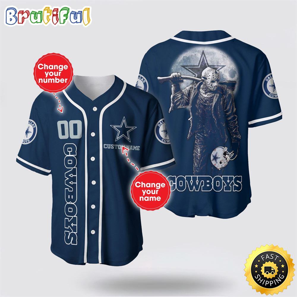 NLF Dallas Cowboys Baseball Jersey 3D Personalized Skull Score Big With Team Spirit