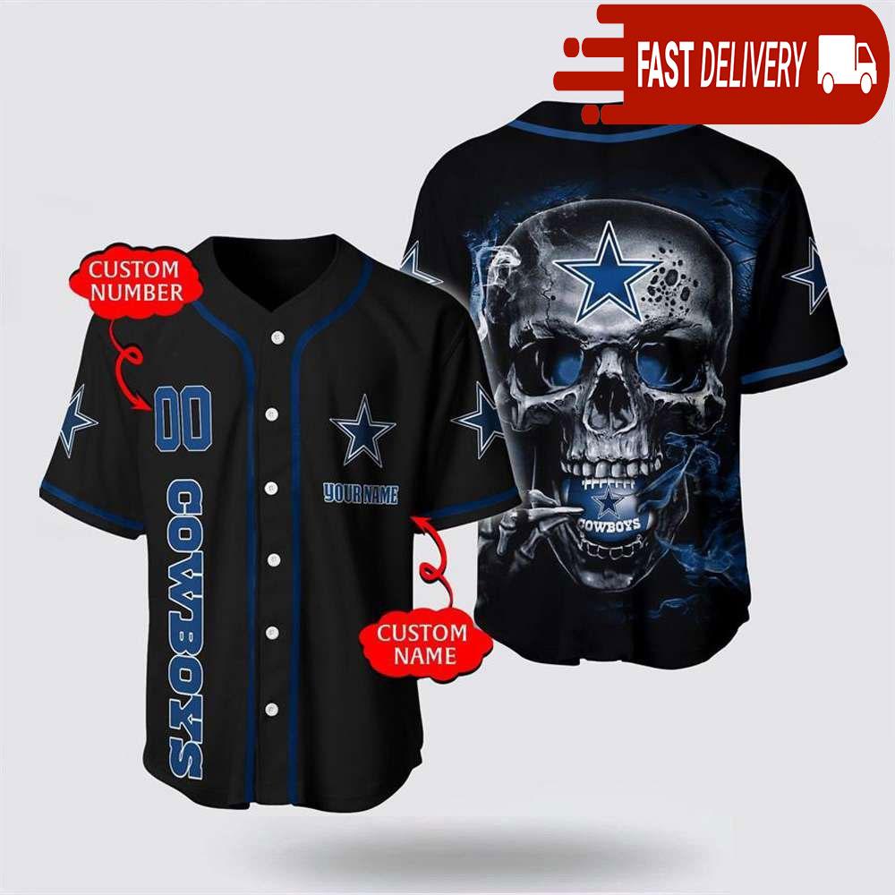 NLF Dallas Cowboys Baseball Jersey 3D Personalized Skull Shirt For Your Football Team