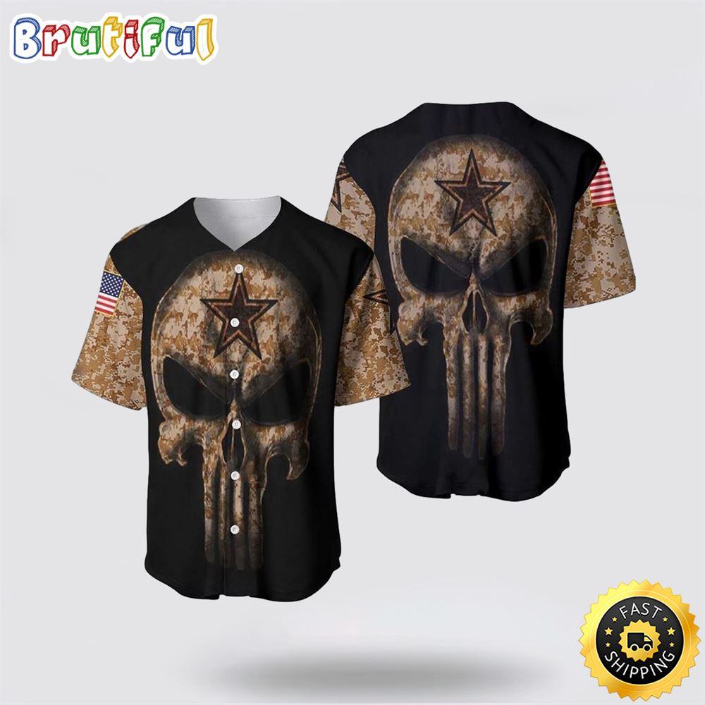 NLF Dallas Cowboys Baseball Jersey Camouflage Skullsummer Gift For Fans