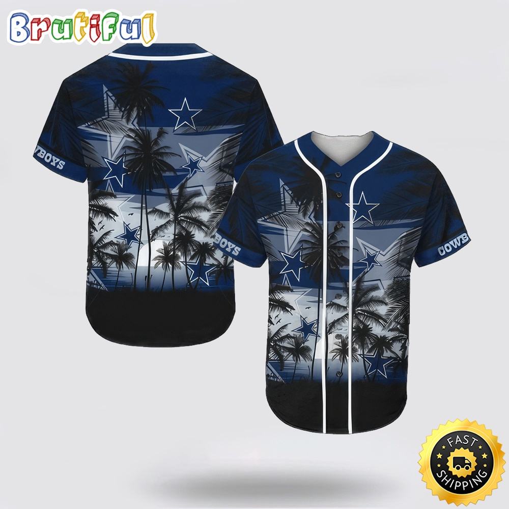 NLF Dallas Cowboys Baseball Jersey Shirt Palm Tree