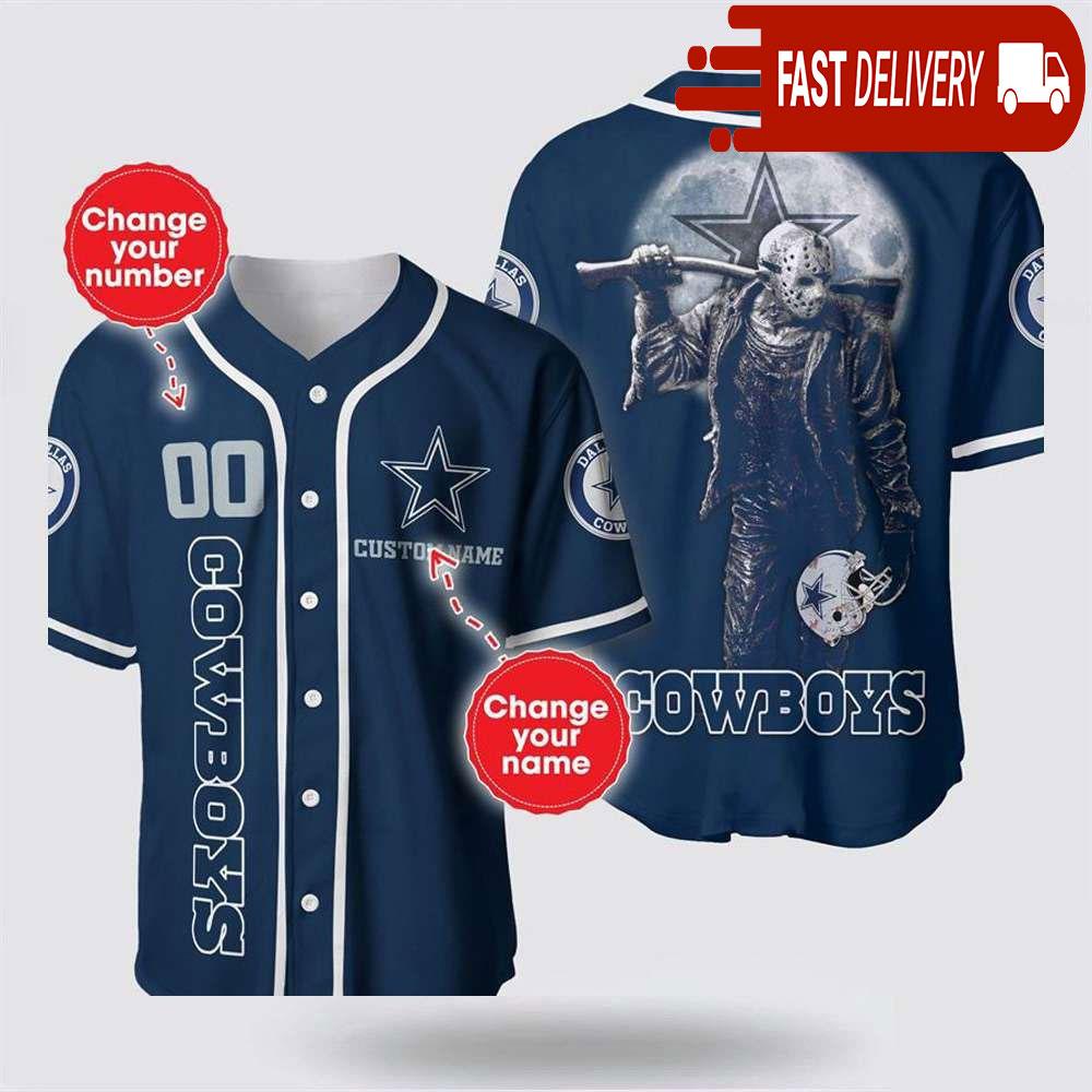 NLF Dallas Cowboys Jason Voorhees Personalized Baseball Jersey 3D Horror Shirt
