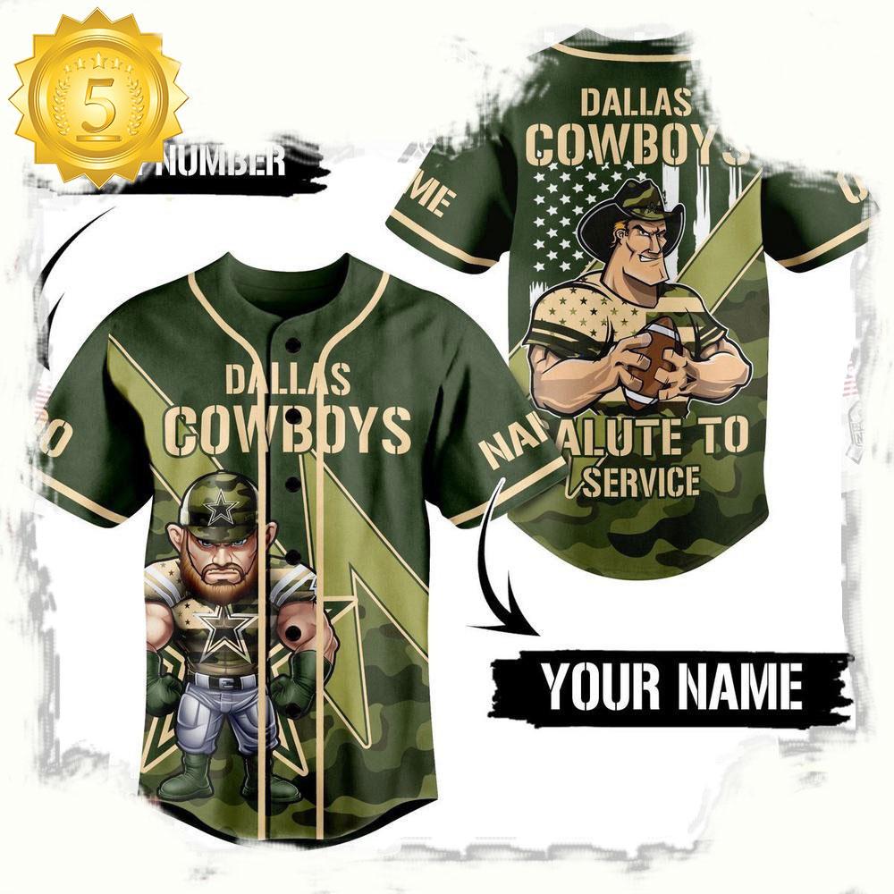 NLF Dallas Cowboys Salute To Service Personalized Number Baseball Jersey