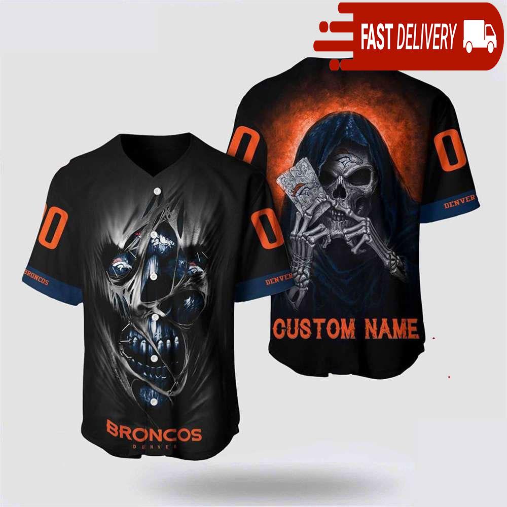NLF Denver Broncos Baseball Jersey Alchemy Grim Reaper Design Your Own Shirt