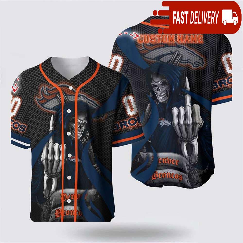 NLF Denver Broncos Grim Reaper Personalized Baseball Jersey Gift For Your Squad