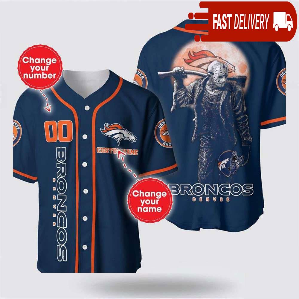 NLF Denver Broncos Jason Voorhees Personalized Baseball Jersey 3D Horror Shirt