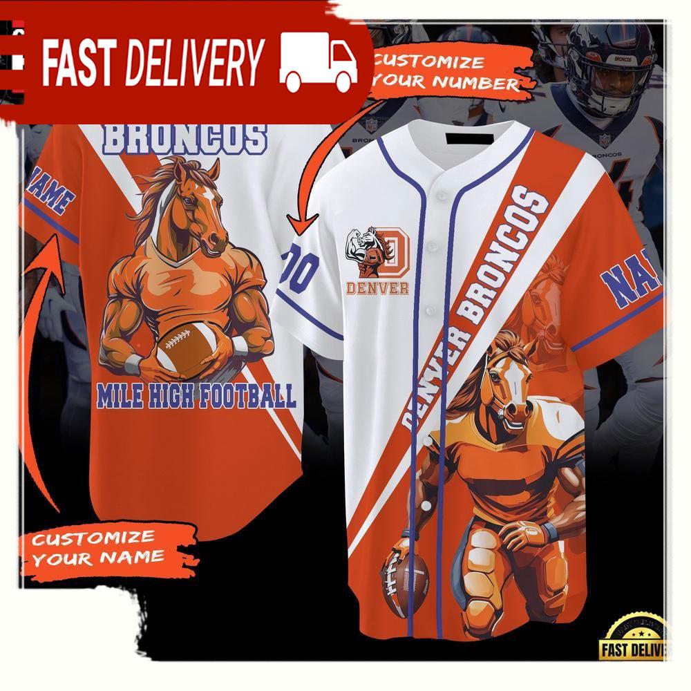 NLF Denver Broncos Mile Hight Football Personalized Number Baseball Jersey