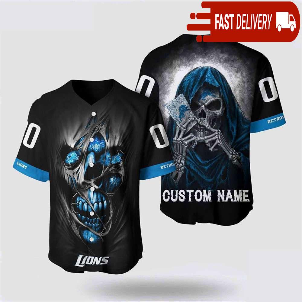 NLF Detroit Lions Baseball Jersey Alchemy Grim Reaper Design Your Own Shirt