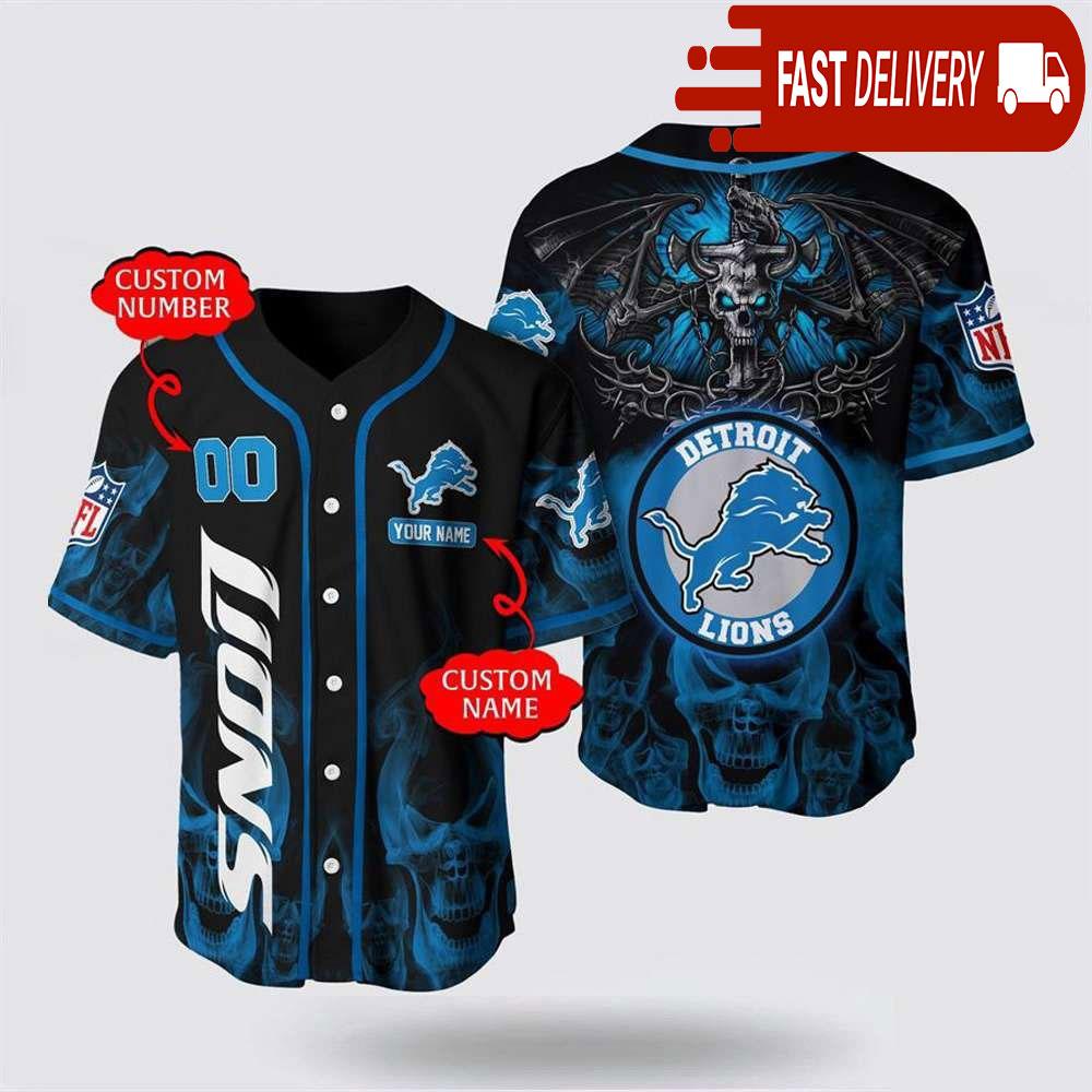 NLF Detroit Lions Personalized Baseball Jersey With Name And Number