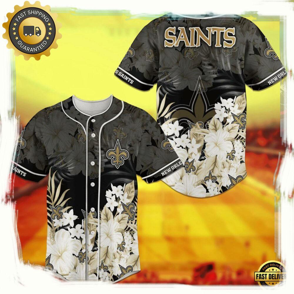 NLF Floral Print New Orleans Saints  Baseball Jersey