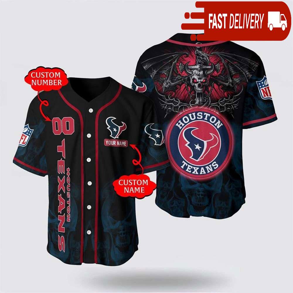 NLF Houston Texans Personalized Baseball Jersey With Name And Number
