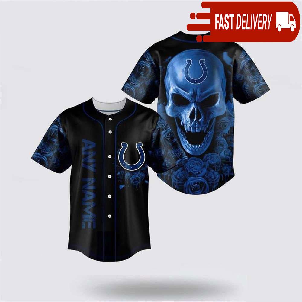 NLF Indianapolis Colts Skull Flower 3D Baseball Jersey Football Gift