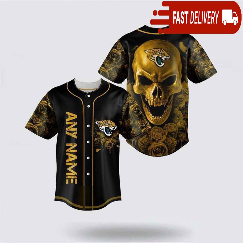 NLF Jacksonville Jaguars Skull Flower 3D Baseball Jersey Football Gift