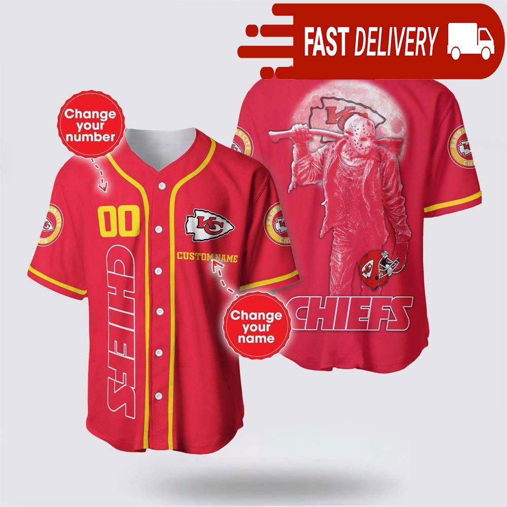NLF Kansas City Chiefs Jason Voorhees Personalized Baseball Jersey 3D Horror Shirt