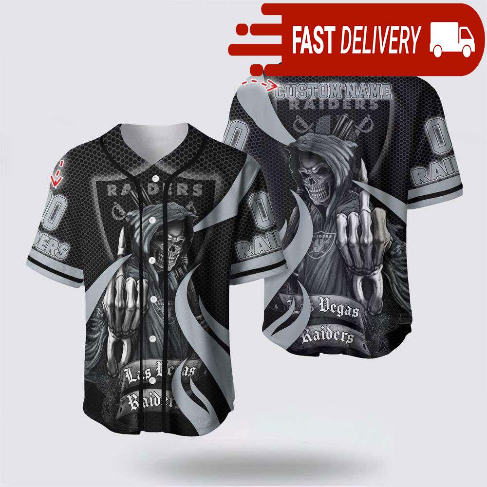 NLF Las Vegas Raiders Grim Reaper Personalized Baseball Jersey Gift For Your Squad