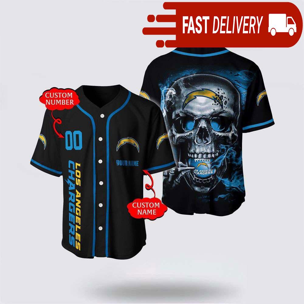 NLF Los Angeles Chargers Baseball Jersey 3D Personalized Skull Shirt For Your Football Team