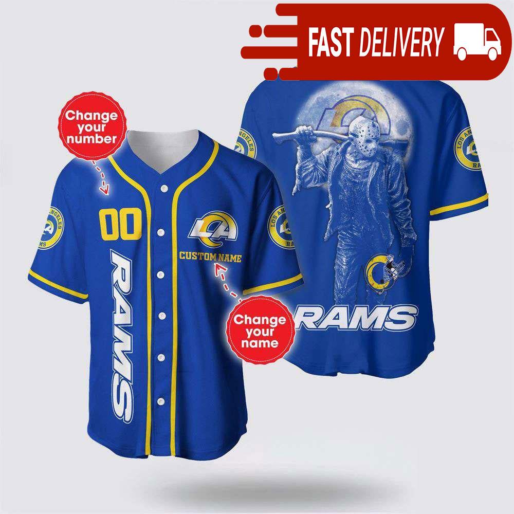 NLF Los Angeles Rams Jason Voorhees Personalized Baseball Jersey 3D Horror Shirt