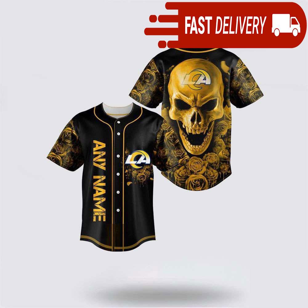 NLF Los Angeles Rams Skull Flower 3D Baseball Jersey Football Gift