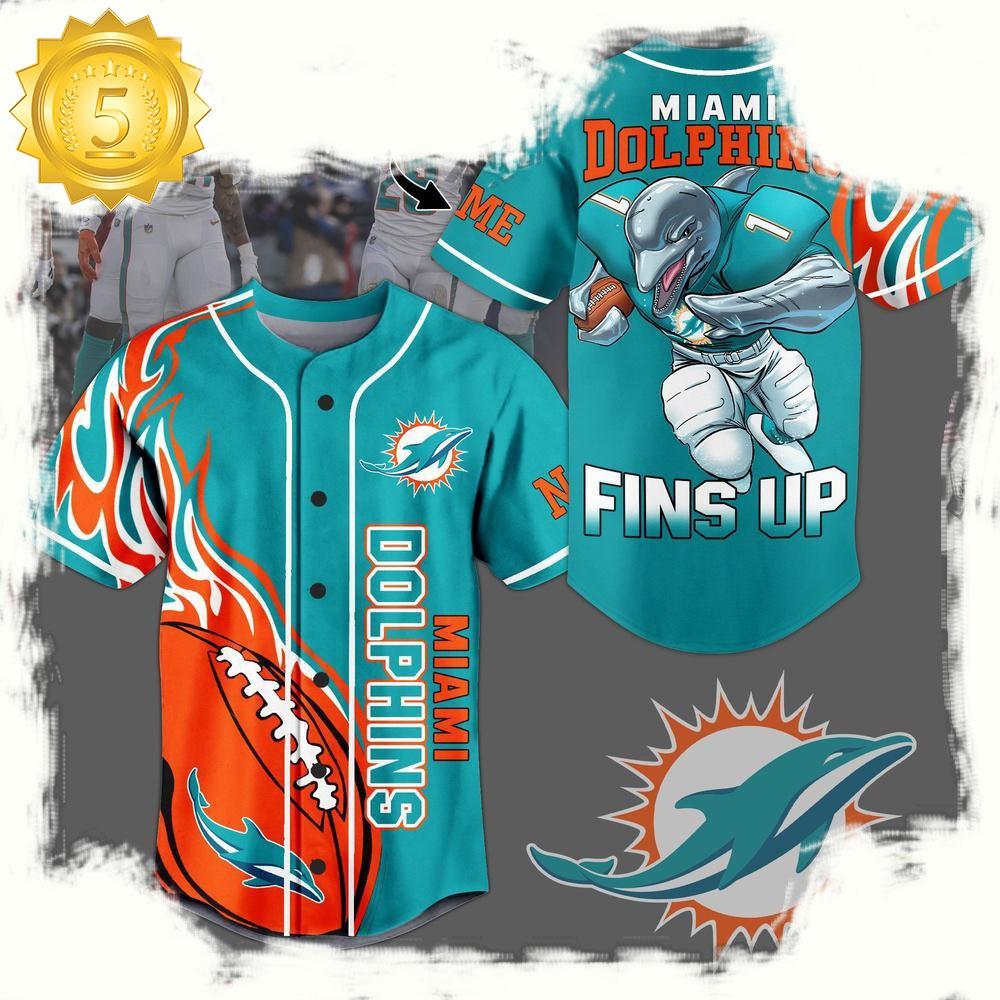 NLF Miami Dolphins Mascot Finds Up Personalized Baseball Jersey