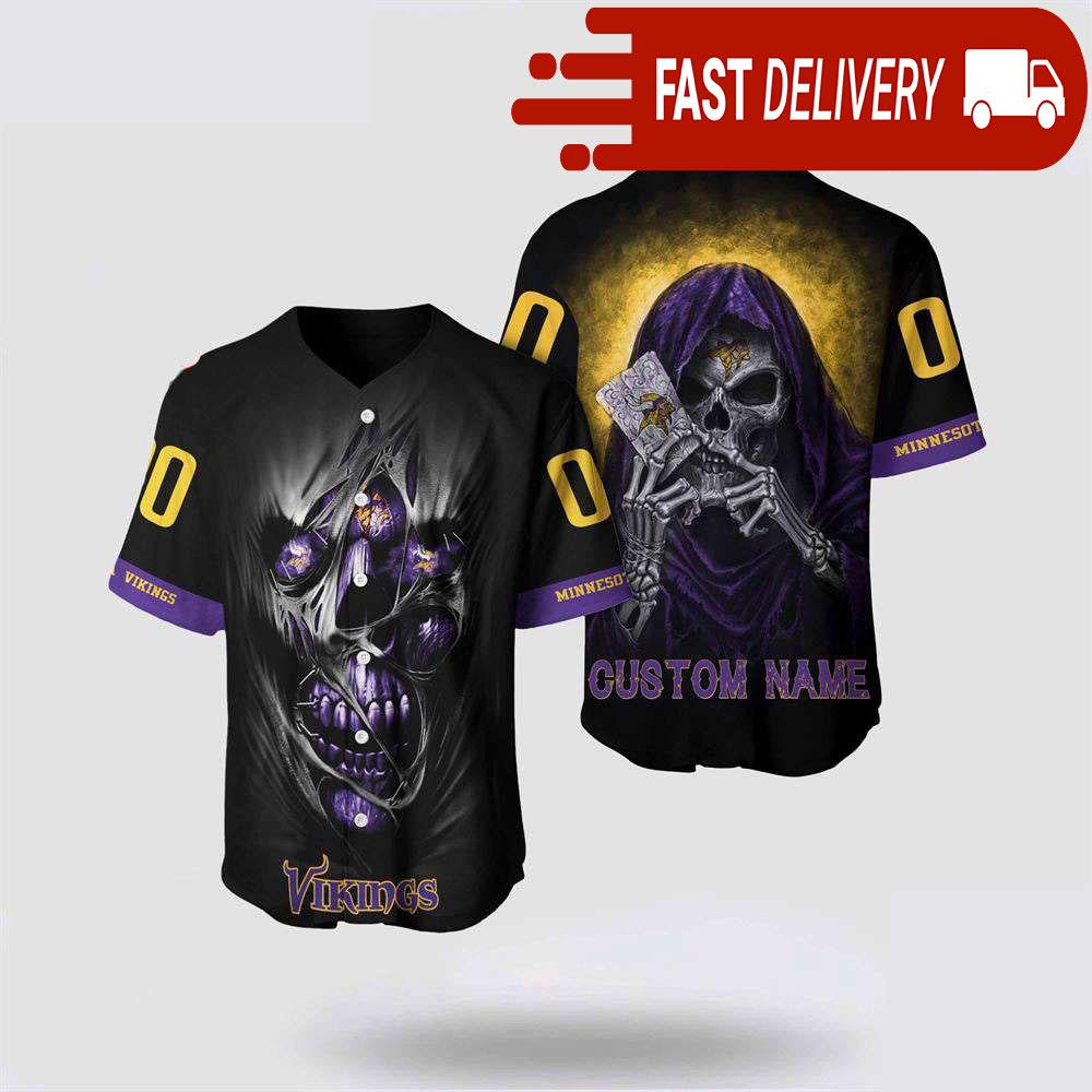 NLF Minnesota Vikings Baseball Jersey Alchemy Grim Reaper Design Your Own Shirt