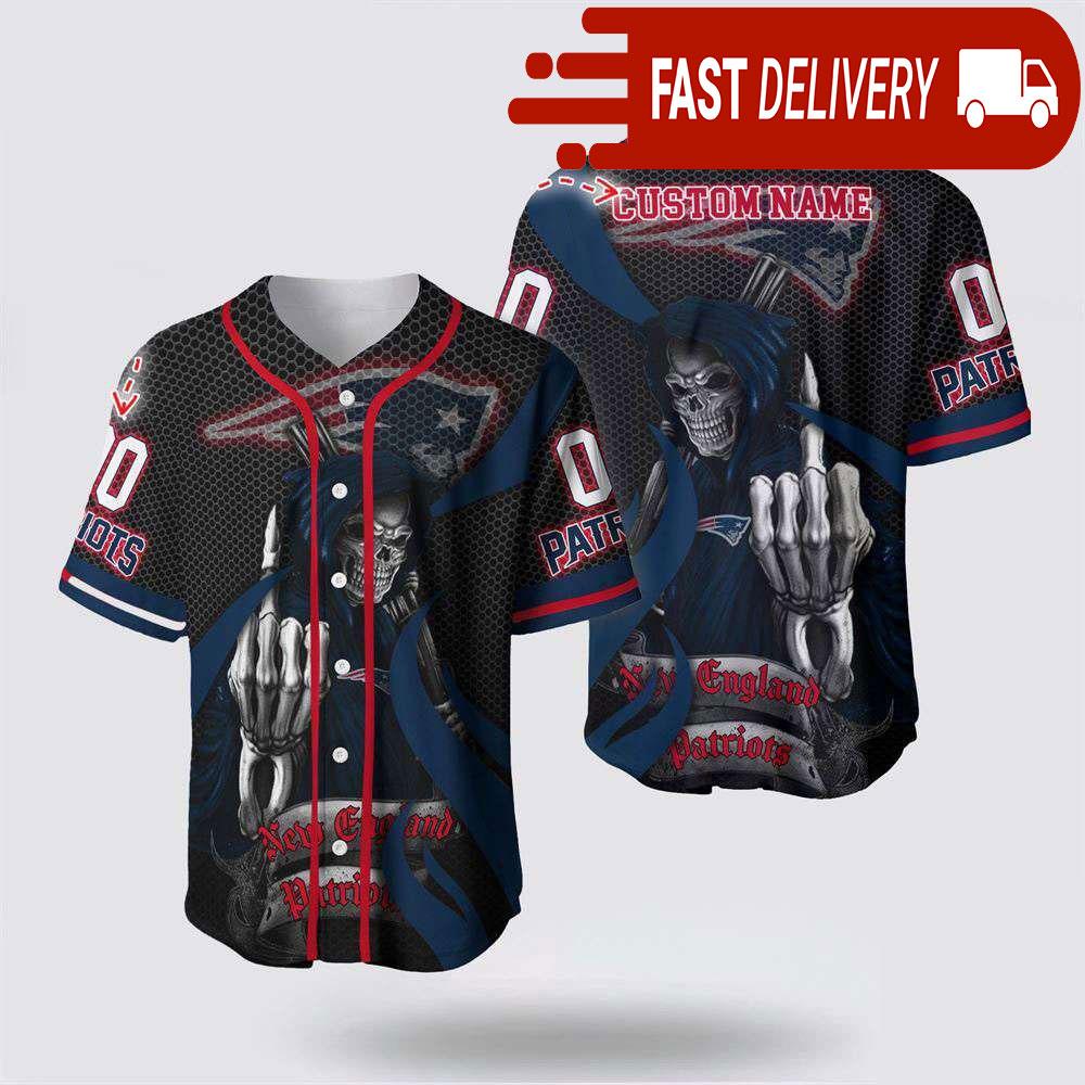 NLF New England Patriots Grim Reaper Personalized Baseball Jersey Gift For Your Squad