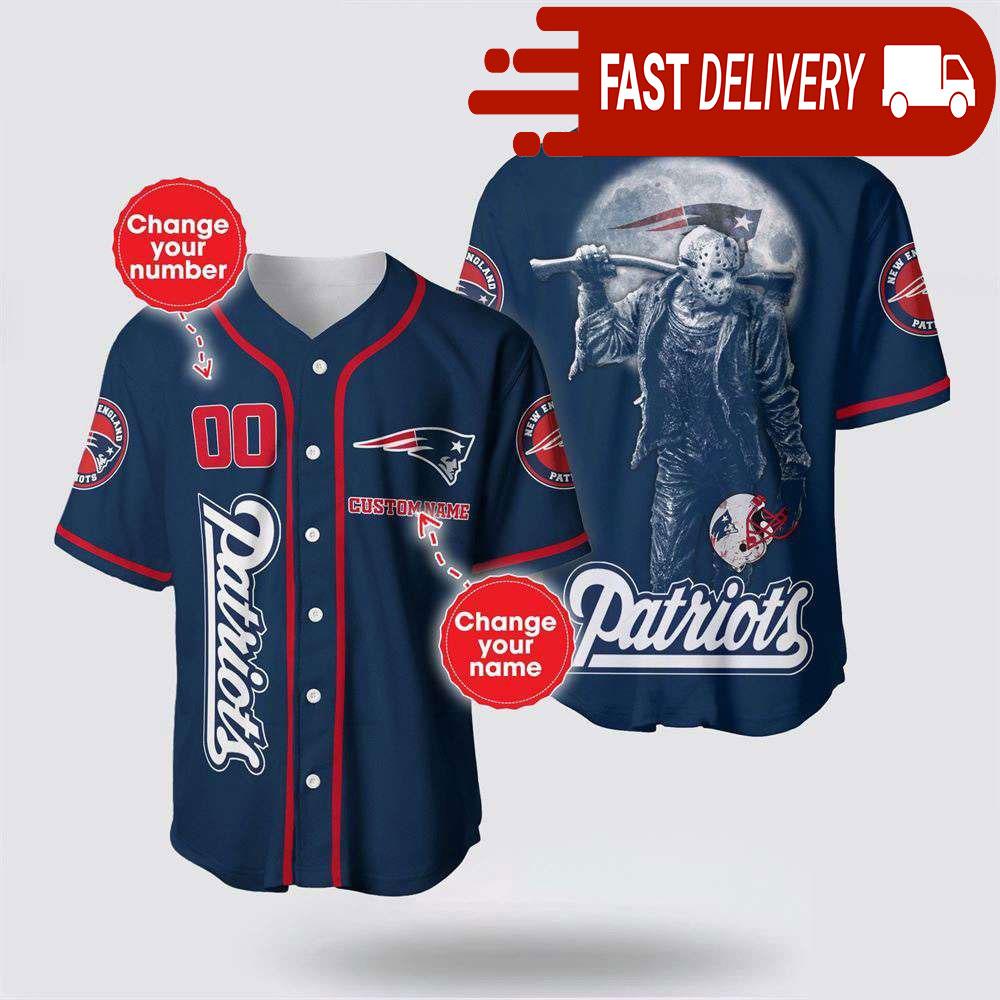 NLF New England Patriots Jason Voorhees Personalized Baseball Jersey 3D Horror Shirt