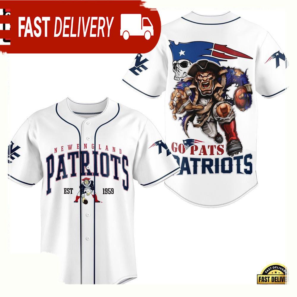 NLF New England Patriots Mascot Warrior Baseball Jersey