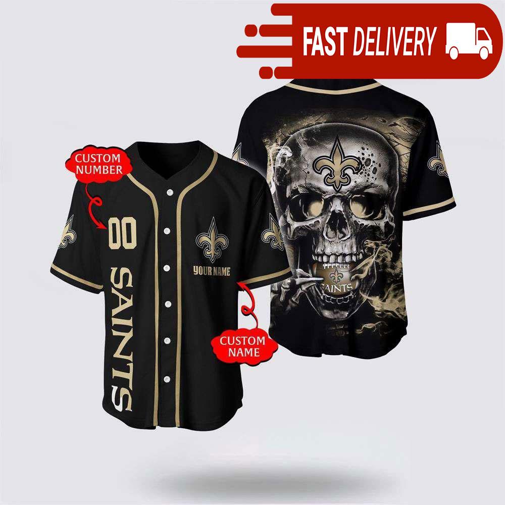 NLF New Orleans Saints Baseball Jersey 3D Personalized Skull Shirt For Your Football Team