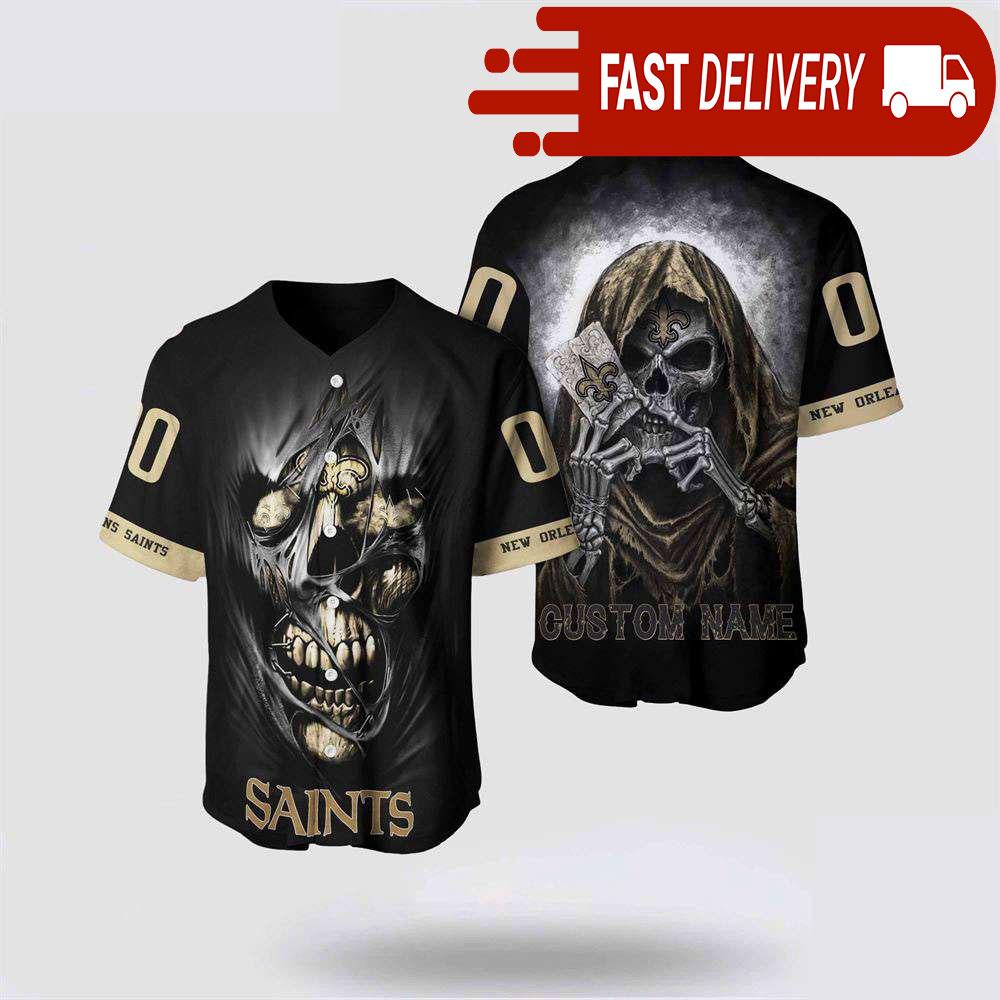 NLF New Orleans Saints Baseball Jersey Alchemy Grim Reaper Design Your Own Shirt