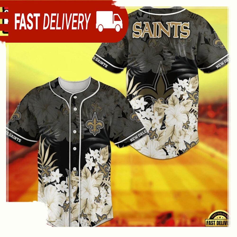 NLF New Orleans Saints  Baseball Jersey Shirt Floral