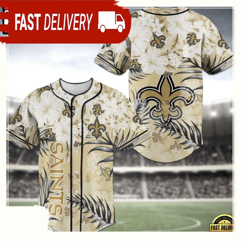 NLF New Orleans Saints Baseball Jersey Shirt Flower