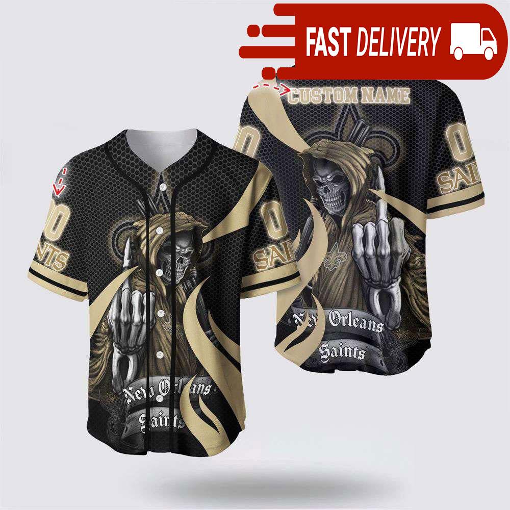 NLF New Orleans Saints Grim Reaper Personalized Baseball Jersey Gift For Your Squad