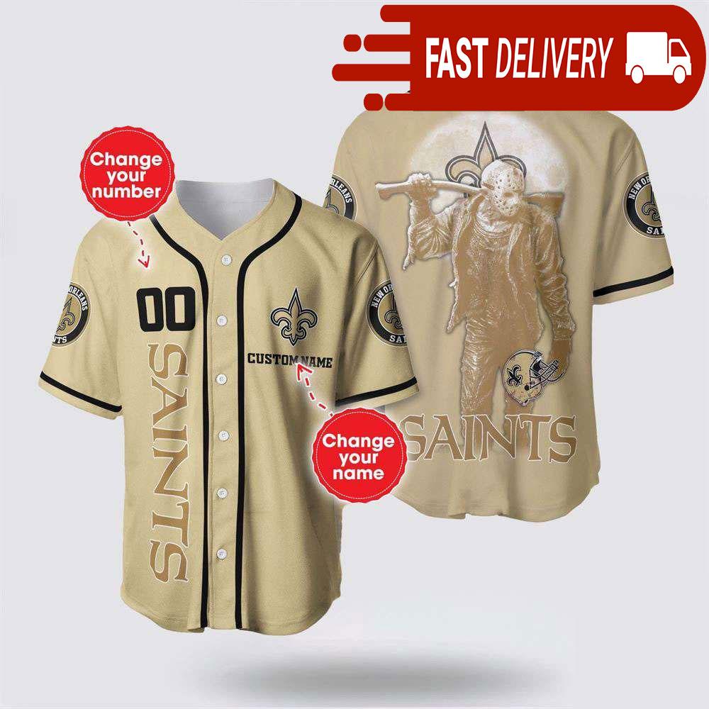 NLF New Orleans Saints Jason Voorhees Personalized Baseball Jersey 3D Horror Shirt
