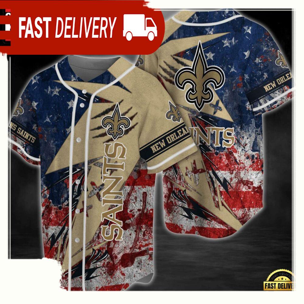 NLF New Orleans Saints Logo  Baseball Jersey Shirt