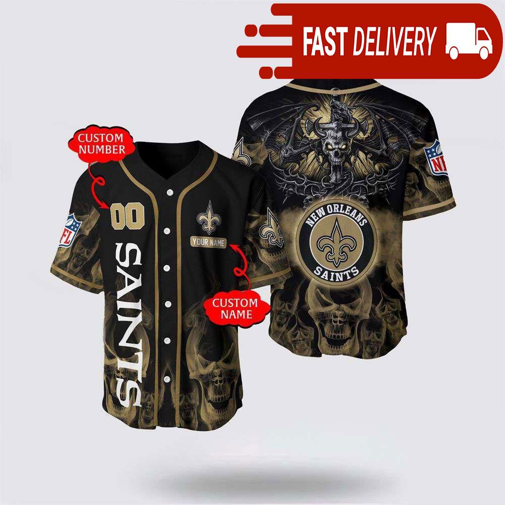 NLF New Orleans Saints Personalized Baseball Jersey With Name And Number