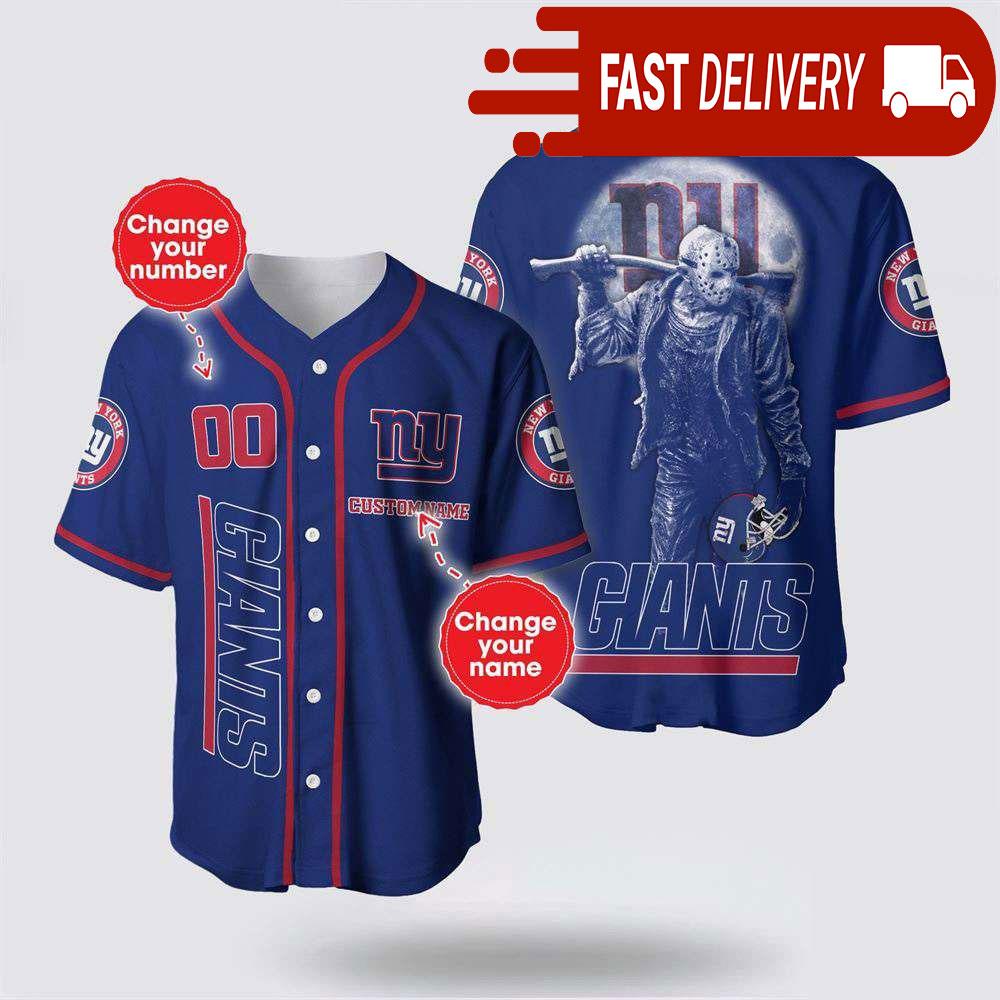 NLF New York Giants Jason Voorhees Personalized Baseball Jersey 3D Horror Shirt