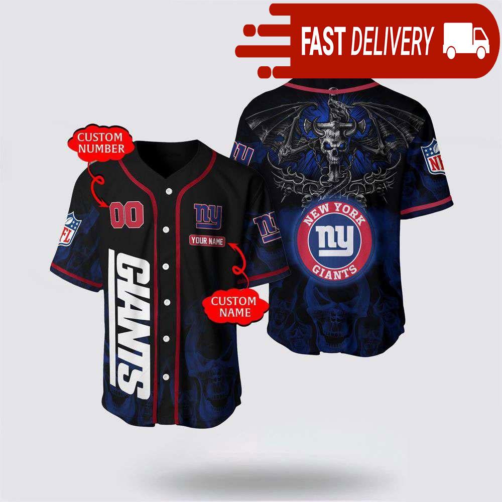 NLF New York Giants Personalized Baseball Jersey With Name And Number