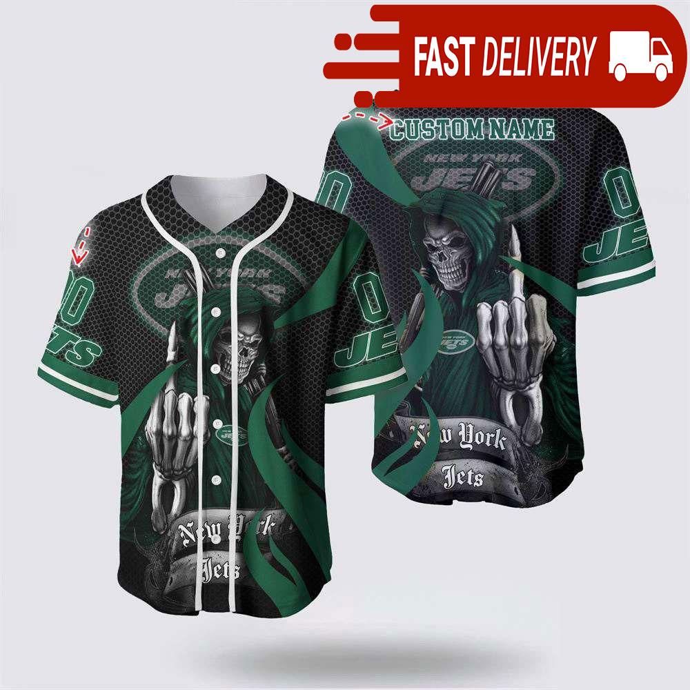 NLF New York Jets Grim Reaper Personalized Baseball Jersey Gift For Your Squad
