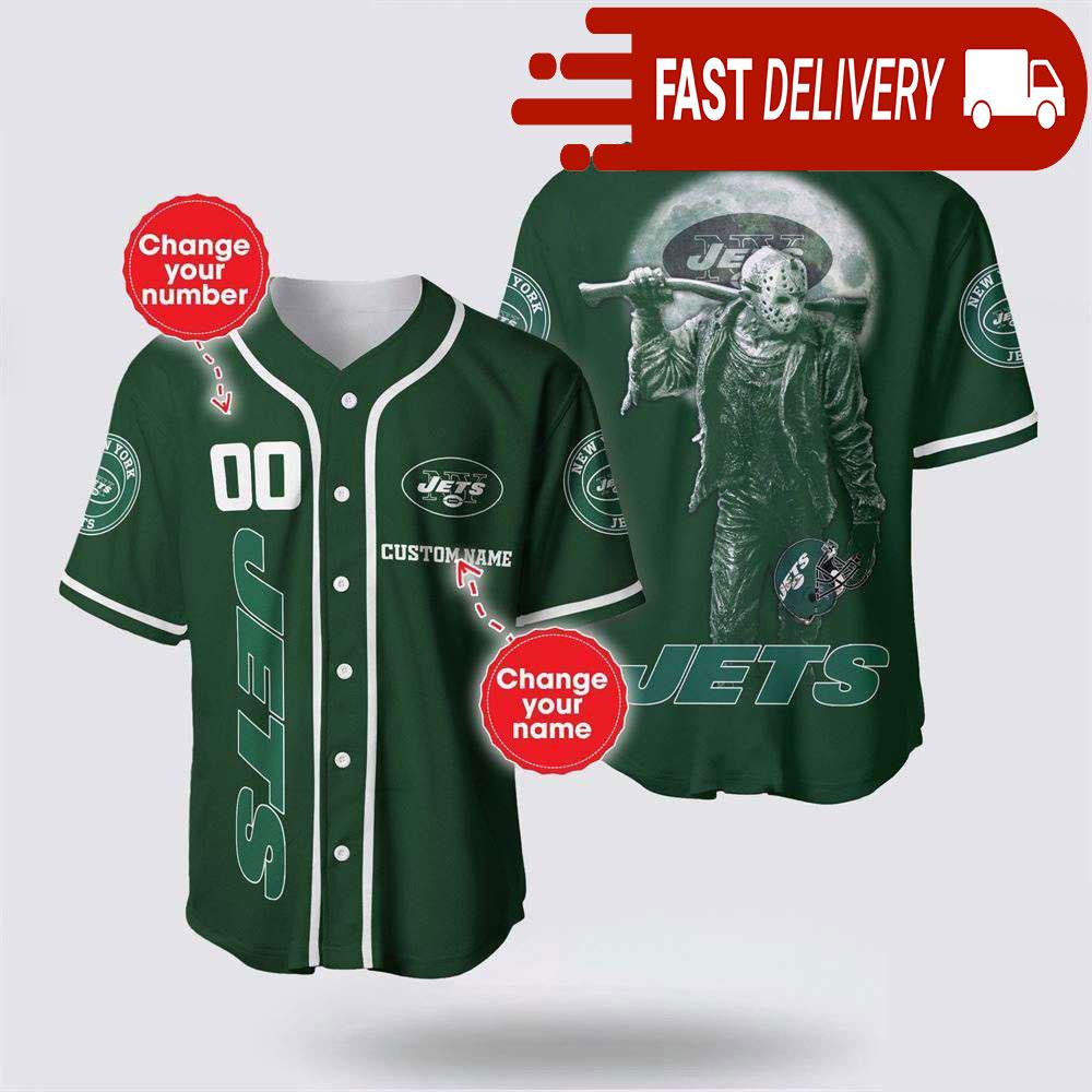 NLF New York Jets Jason Voorhees Personalized Baseball Jersey 3D Horror Shirt