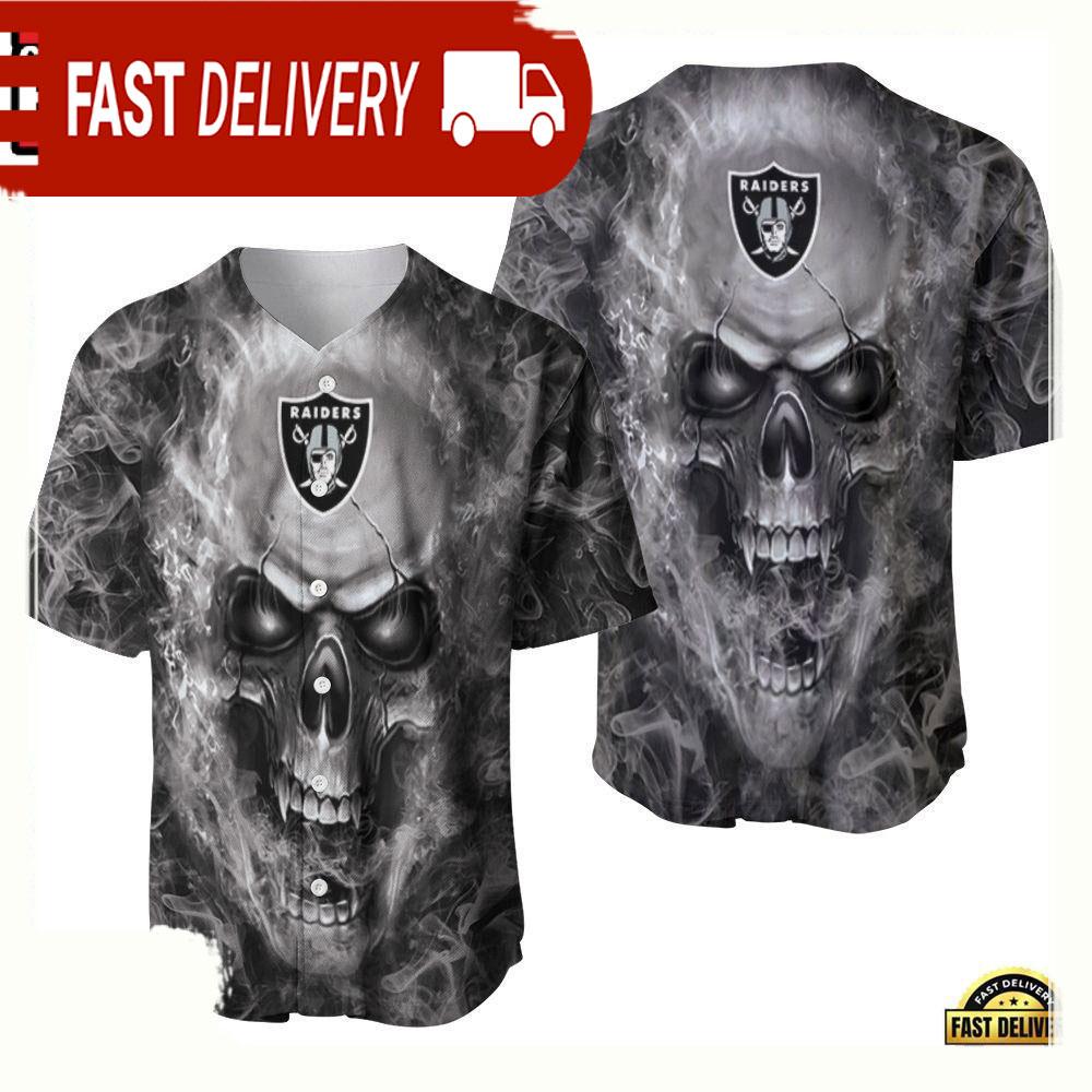 NLF Oakland Raiders NLF Fan Skull  Baseball Jersey
