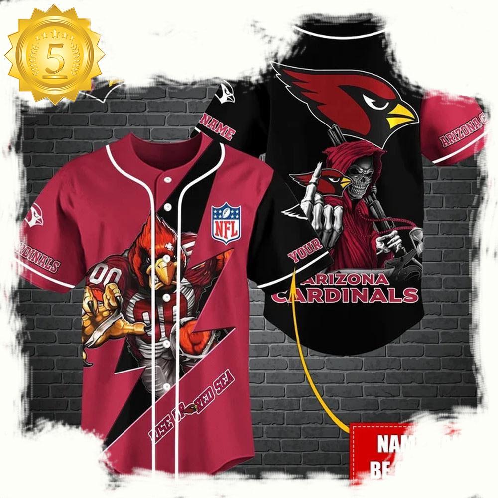 NLF Personalized Arizona Cardinals Mascot And Skull  Baseball Jersey