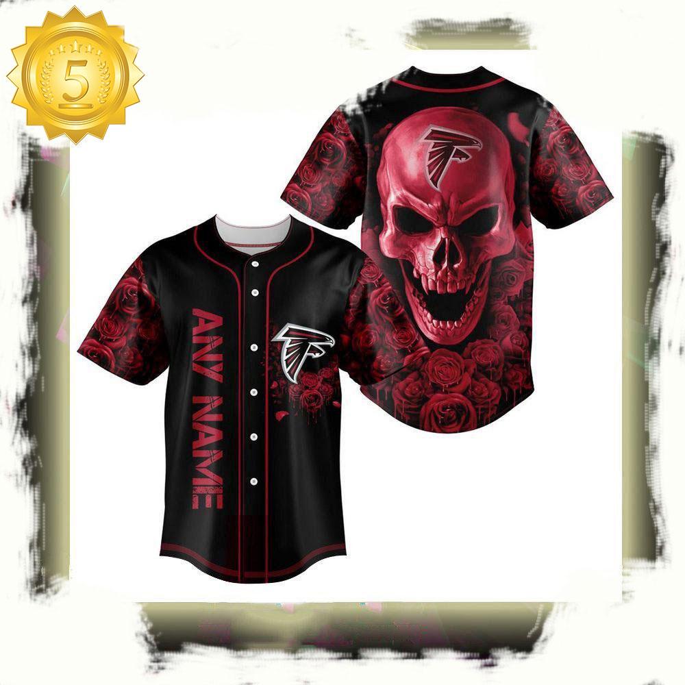NLF Personalized Atlanta Falcons Football Skull Baseball Jersey Shirt