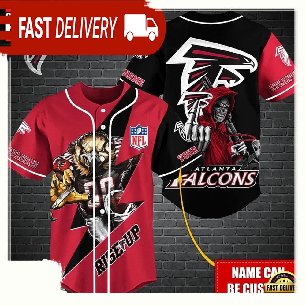 NLF Personalized Atlanta Falcons Mascot And Skull  Baseball Jersey