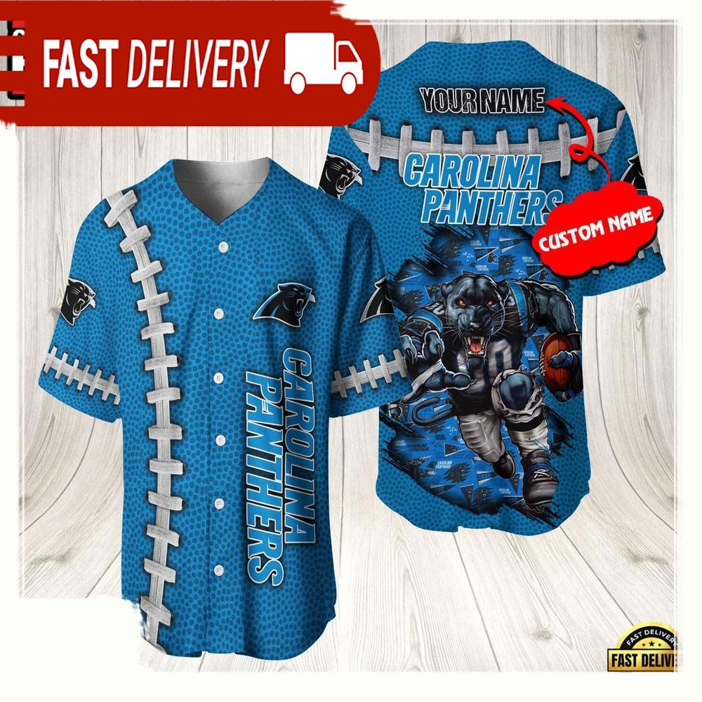 NLF Personalized Carolina Panthers Mascot Baseball Jersey Shirt