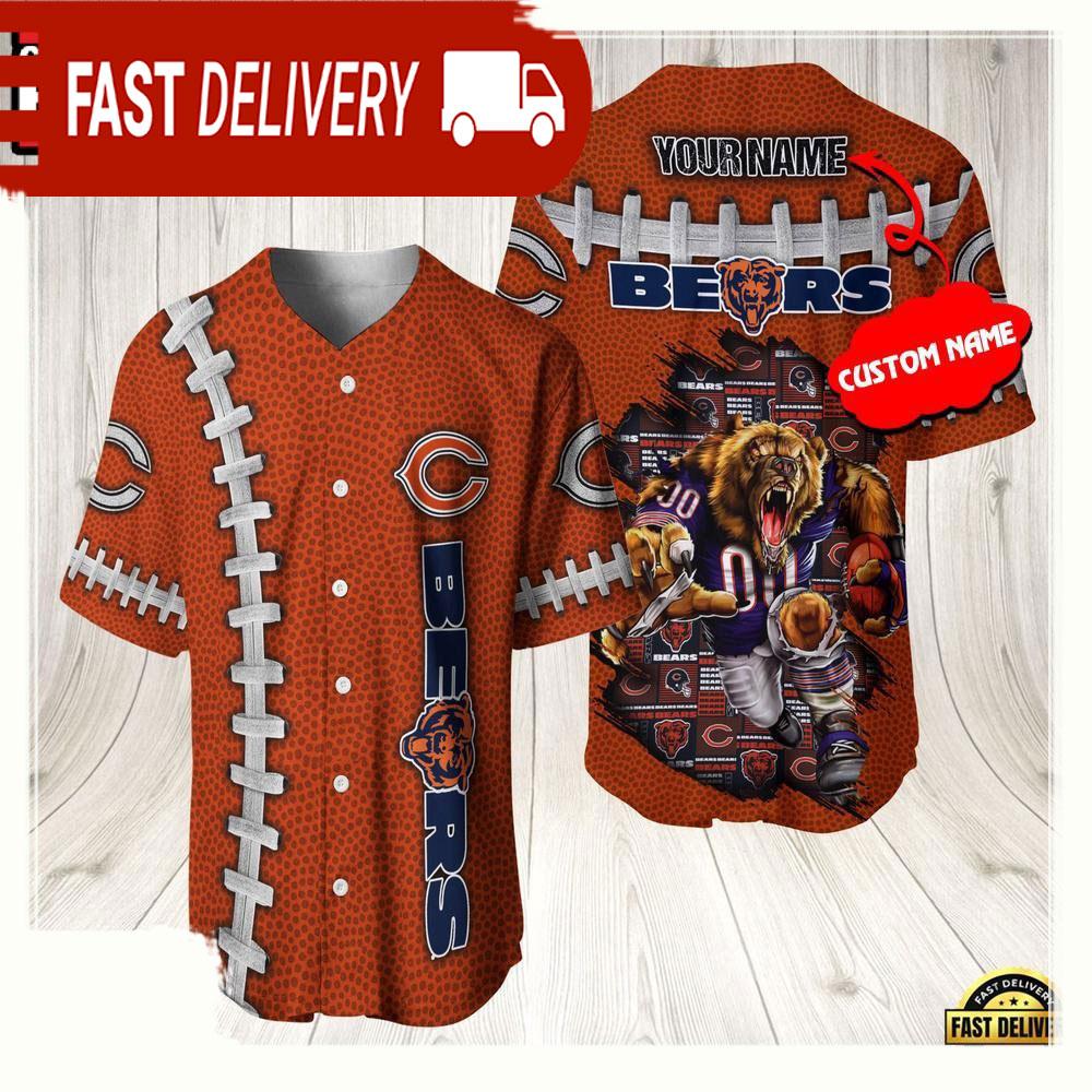NLF Personalized Chicago Bears Mascot Baseball Jersey Shirt