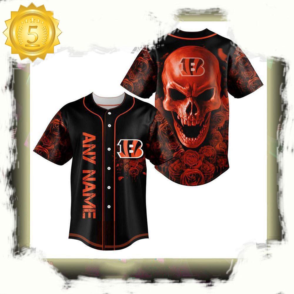 NLF Personalized Cincinnati Bengals Football Skull Baseball Jersey Shirt