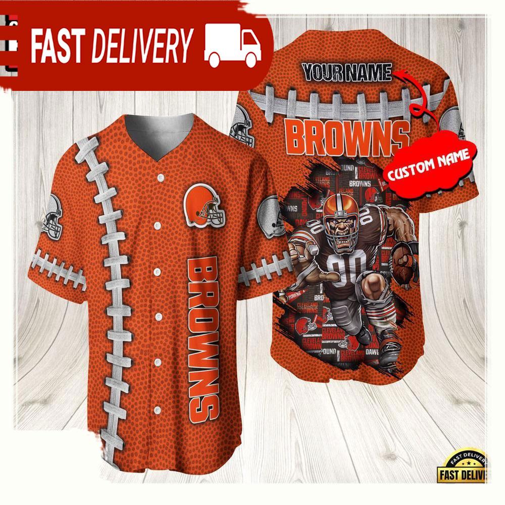 NLF Personalized Cleveland Browns Mascot Baseball Jersey Shirt