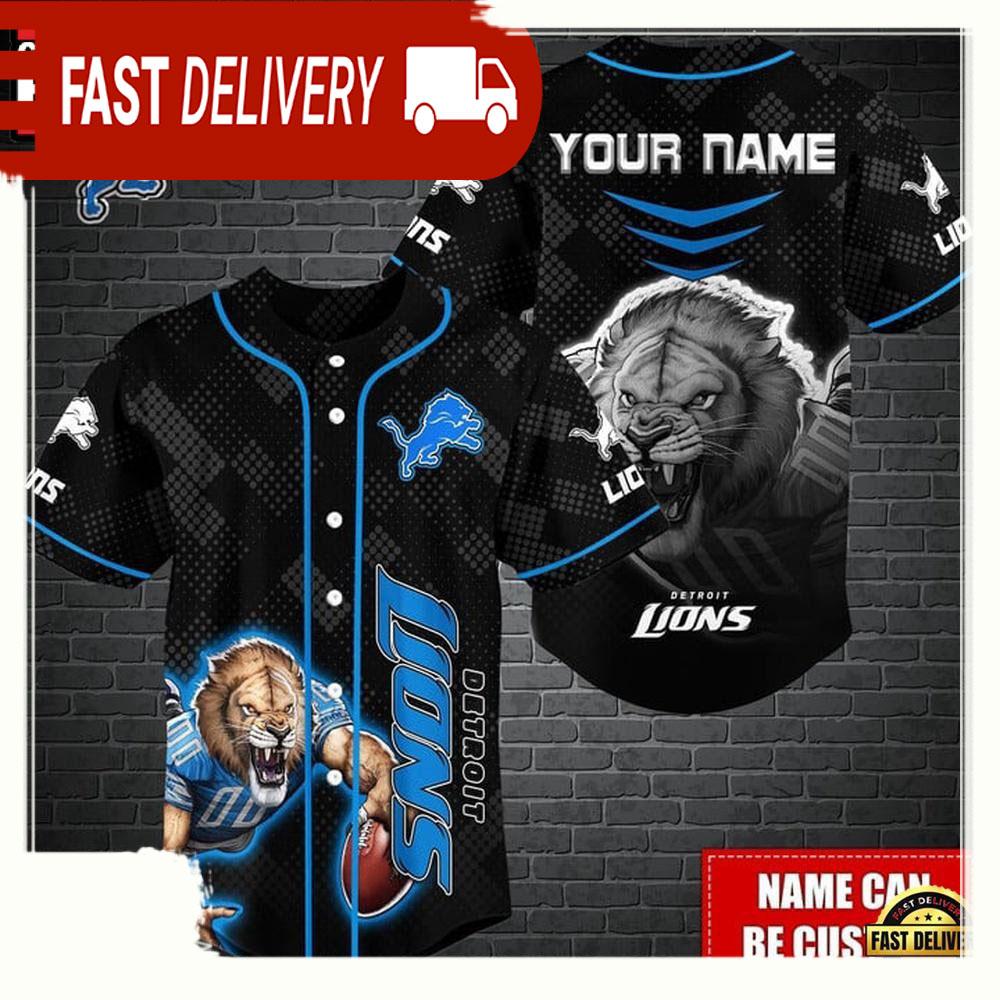 NLF Personalized Detroit Lions Mascot Baseball Jersey