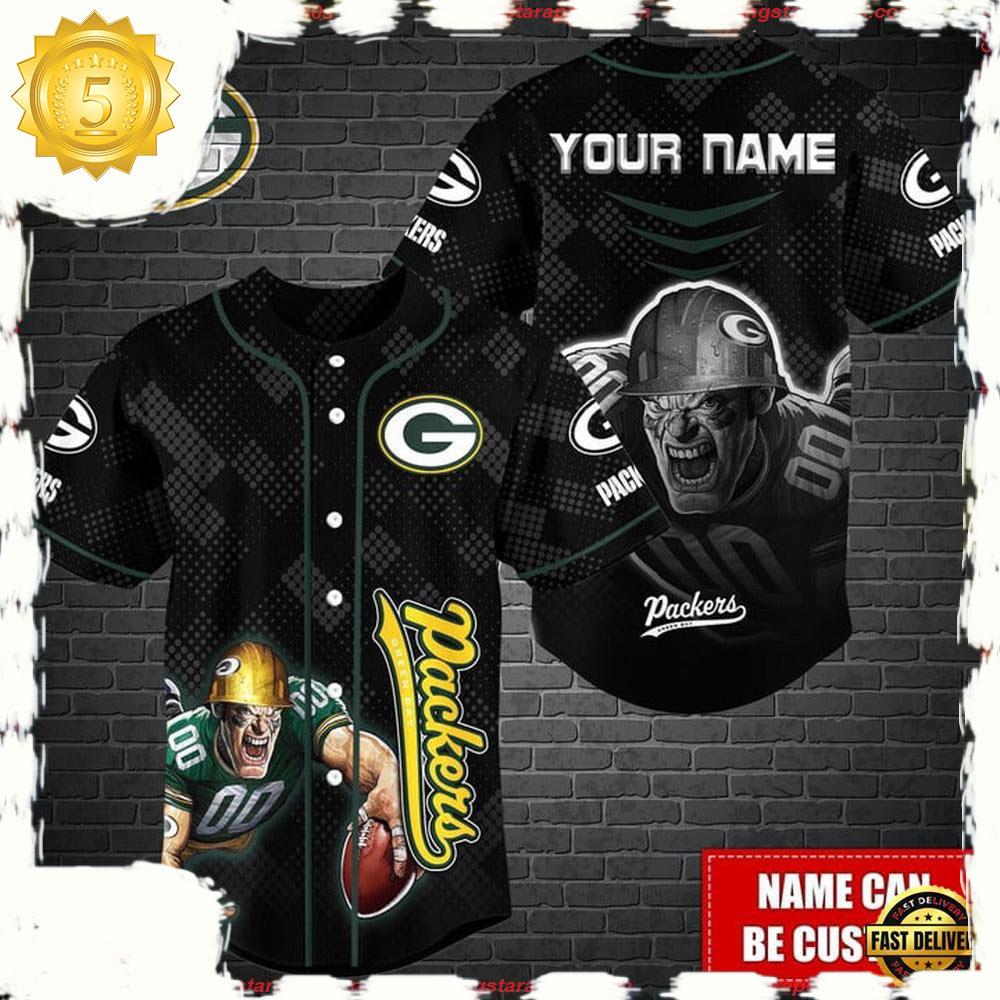 NLF Personalized Green Bay Packers Mascot Baseball Jersey