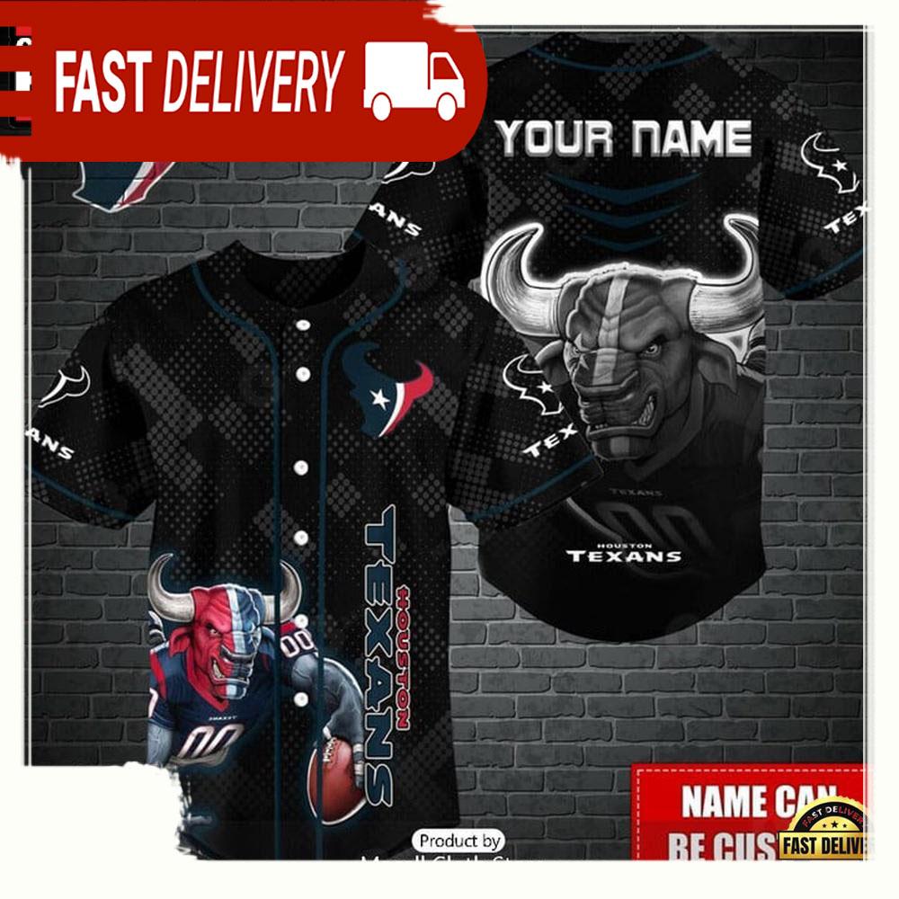 NLF Personalized Houston Texans Mascot Baseball Jersey