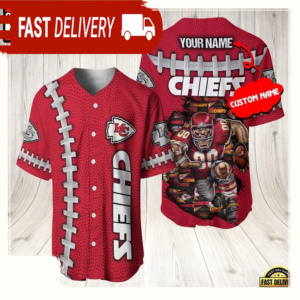 NLF Personalized Kansas City Chiefs Mascot Baseball Jersey Shirt